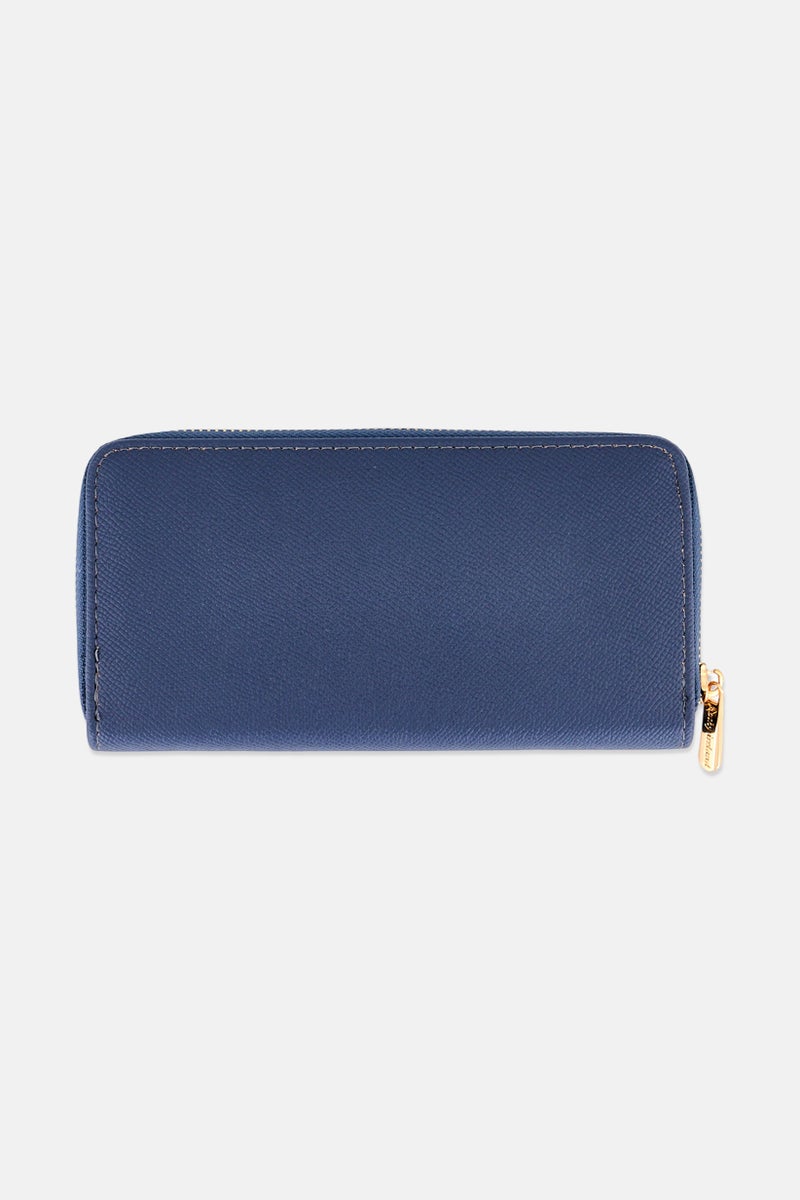Kathy Ireland Women Brand Logo Zip Around Wallet, Dusty Blue - Image 3